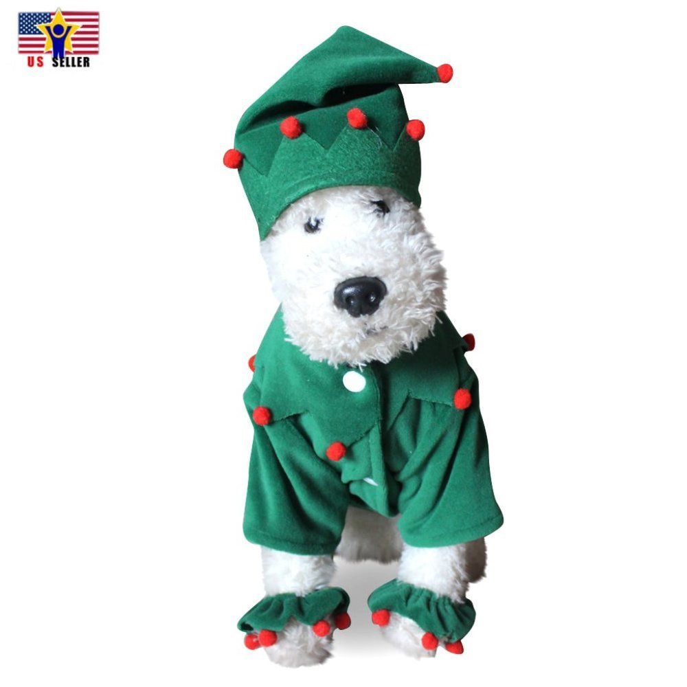 Dog Costume Hat Santa Christmas Elf Green Pet Halloween St Patrick's Clothing